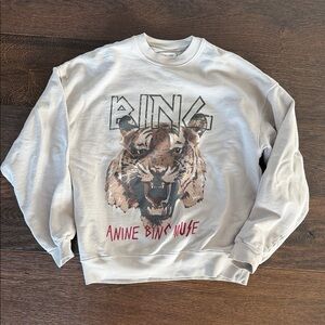Anine Bing White Tiger Graphic Sweatshirt